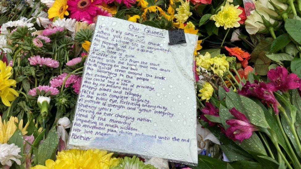 Tributes left to Queen Elizabeth II in the Sunken Gardens, St Peter Port, Guernsey