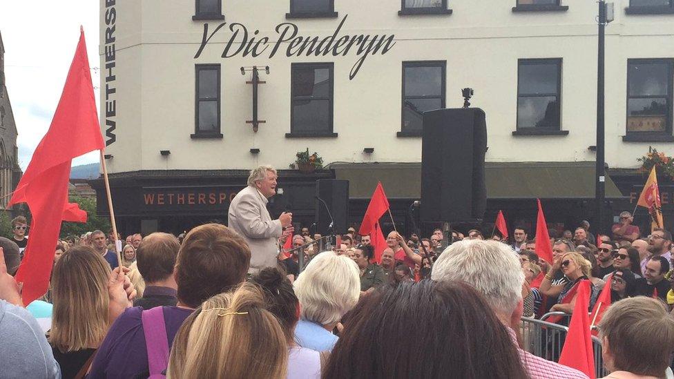 Tyrone O'Sullivan at a rally in Merthyr Tydfil in 2016