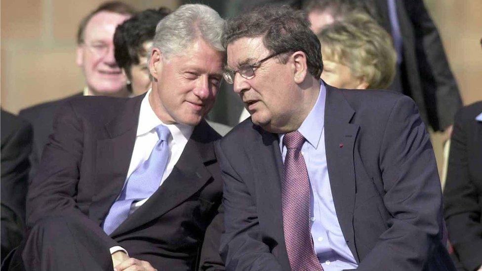 US President Bill Clinton with John Hume during a visit to Londonderry in 2001