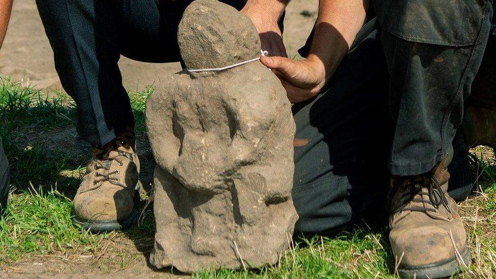 Carved stone image of what could be a Romano-British deity