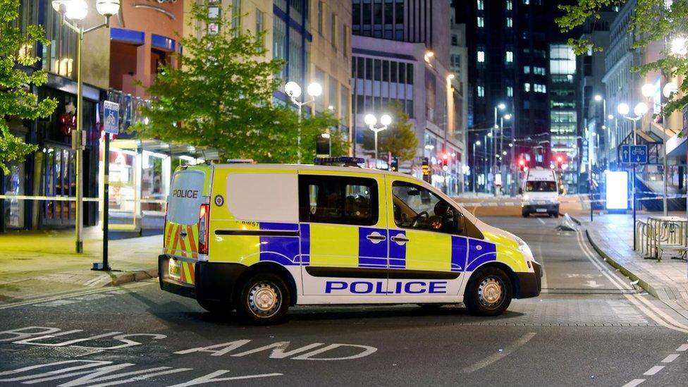 A police car at the scene