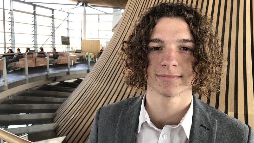 Hero teen surfer Jo Morris at the Senedd