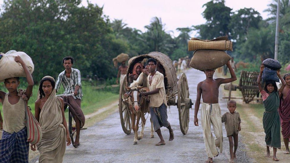 A refugee camp filled with East Pakistani refugees 1971 on the outskirts of Calcutta, the capital of West Bengal and India's largest city.