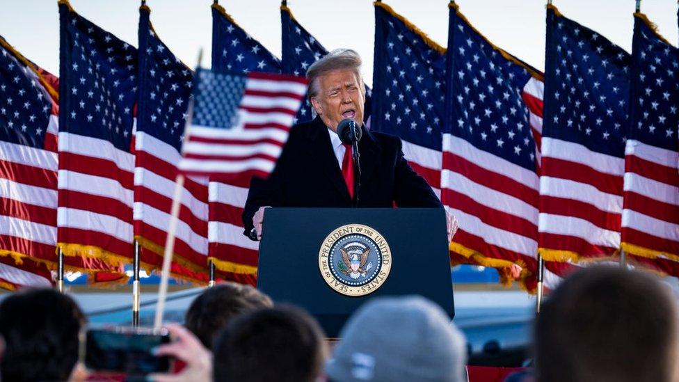 Donald Trump makes remarks on his final day as president