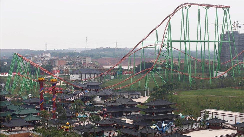 A general view of the outdoor theme park of the newly-opened Wanda Cultural Tourism City or "Wanda City" in the eastern city of Nanchang in Jiangxi Province, China, 28 May 2016.