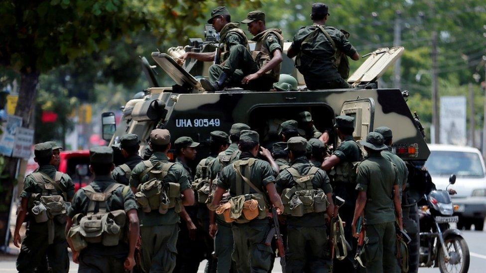 Sri Lankan soldiers on patrol