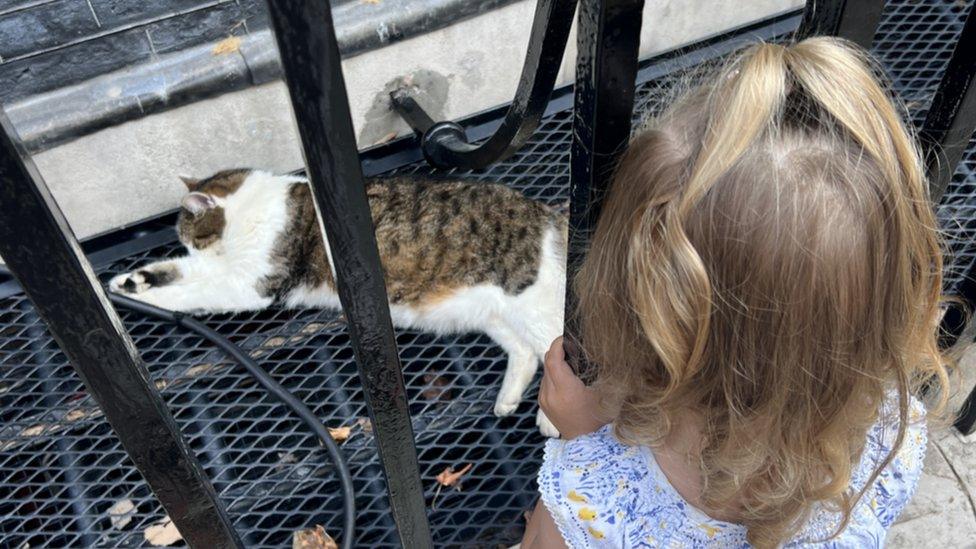 Lexi with Larry the cat at 10 Downing Street