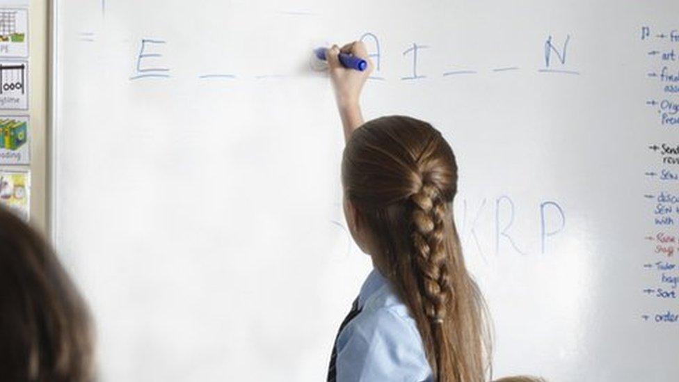 Children in a classroom.