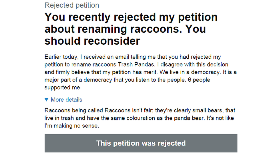 A petition calling for raccoons to be renamed 'trash pandas'