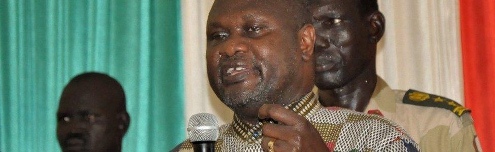 Riek Machar addresses the media in Juba, South Sudan - 26 April 2016