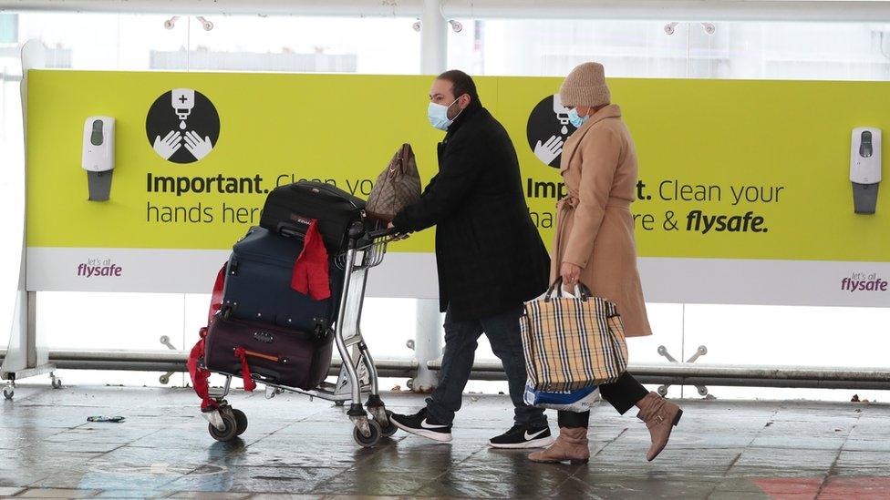 Passengers at Edinburgh airport, Scotland