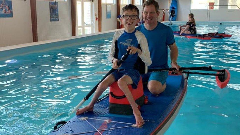 Rhys taking a first test on water indoors