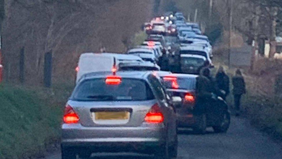 Traffic chaos at Moel Famau