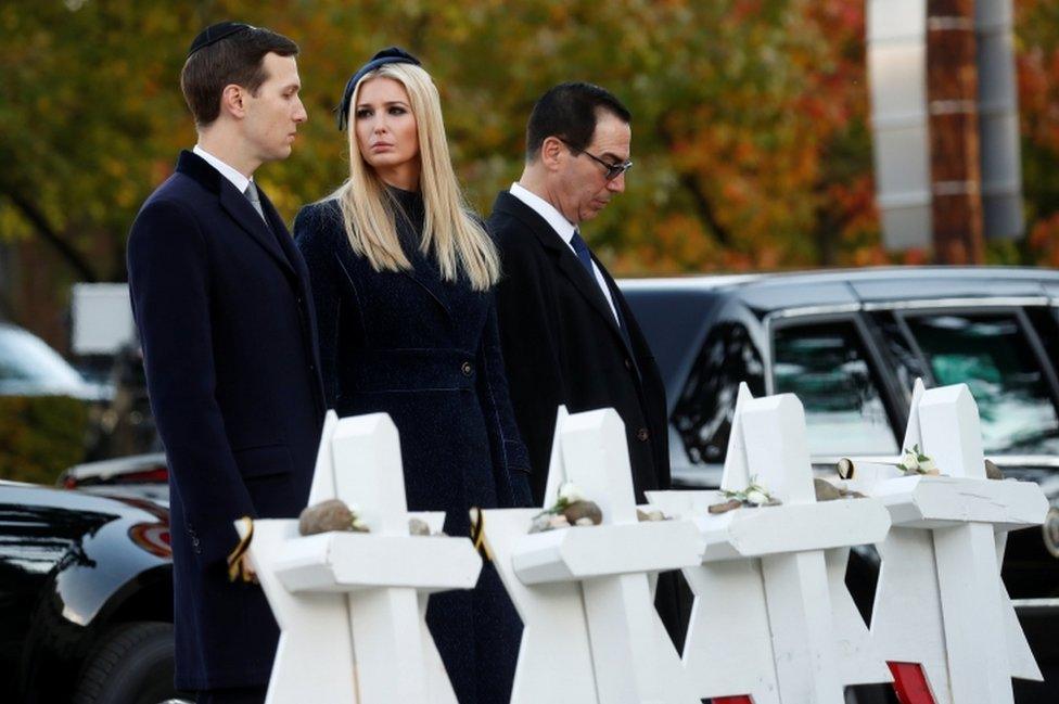 Jews from Mr Trump's administration, including Jared Kushner, Ivanka Trump and Steven Mnuchin, accompanied Mr Trump on the trip