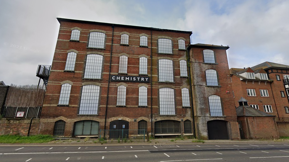 Outside shot of industrial building home to Club Chemistry in Canterbury