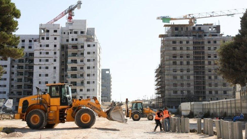 Homes under construction in the settlement of Beit El, near Ramallah, in the occupied West Bank (25 October 2021)