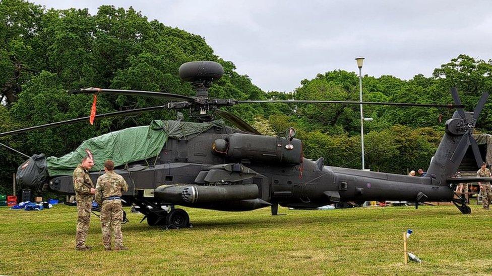 A military helicopter at the Suffolk Show