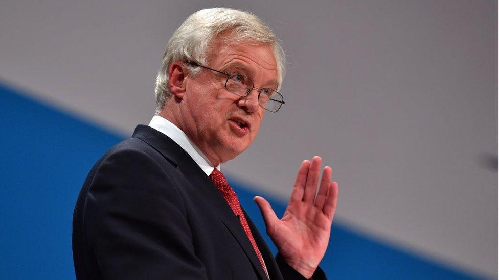 David Davis, the UK's Minister for Exiting the European Union, speaking at the Conservative Party conference