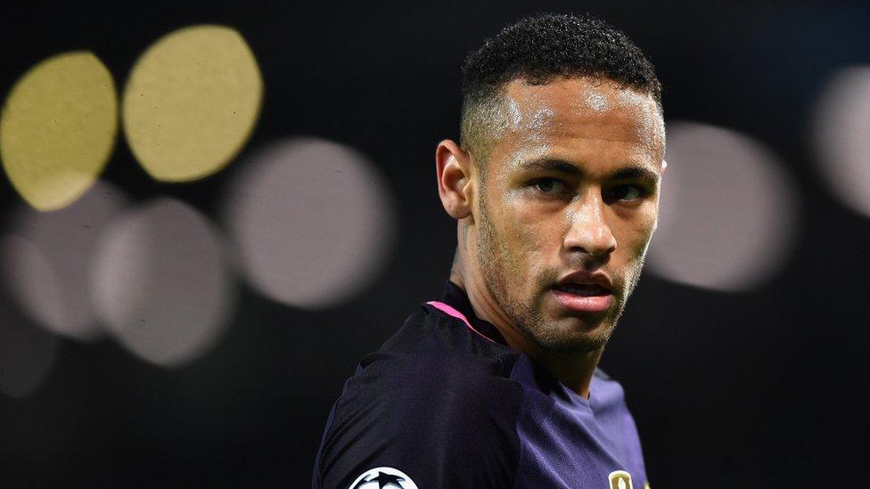 Neymar of Barcelona looks on during the UEFA Champions League Group C match