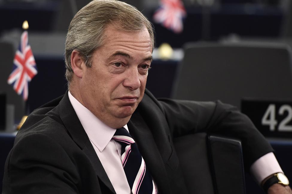 UKIP's Nigel Farage in Strasbourg, Oct 2016