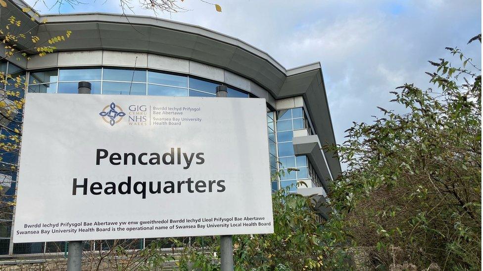 Swansea Bay health board HQ sign