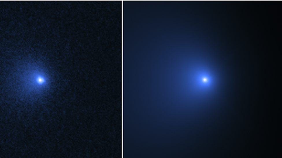 Three images of parts of the Bernardinelli-Bernstein comet