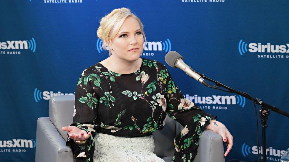 Meghan McCain joins host Julie Mason during a SiriusXM event on February 5, 2018 in New York City.