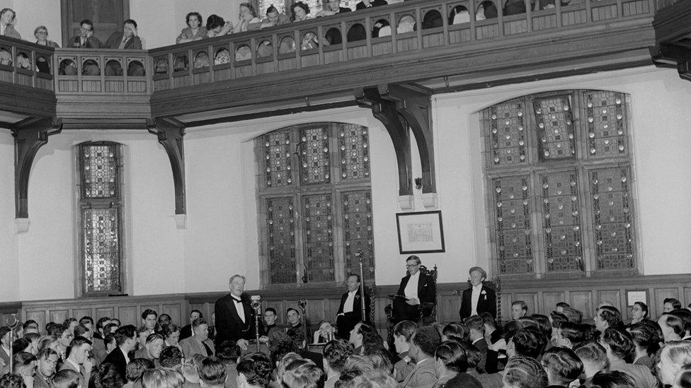 The famous Oxford Union debating chamber in 1948