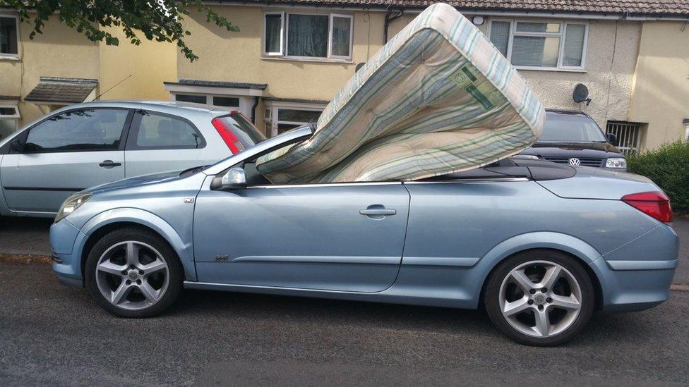 Car with mattress