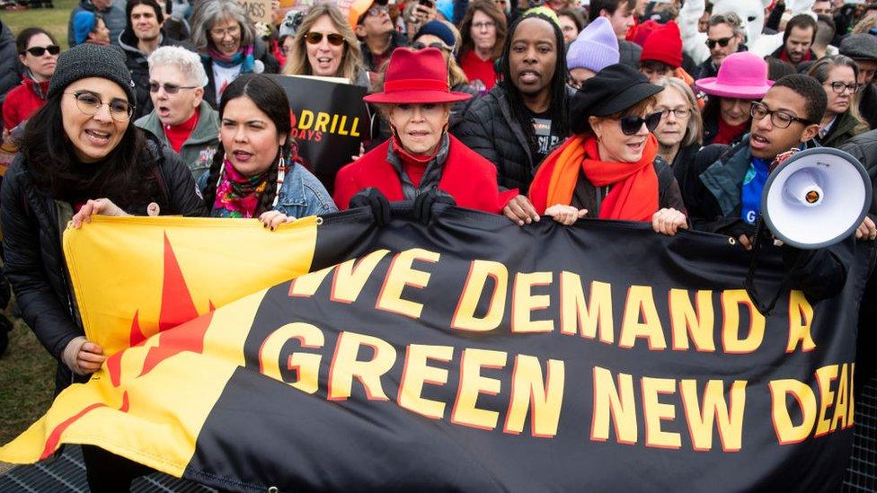 Actresses Jane Fonda and Susan Sarandon were also at the climate change protest