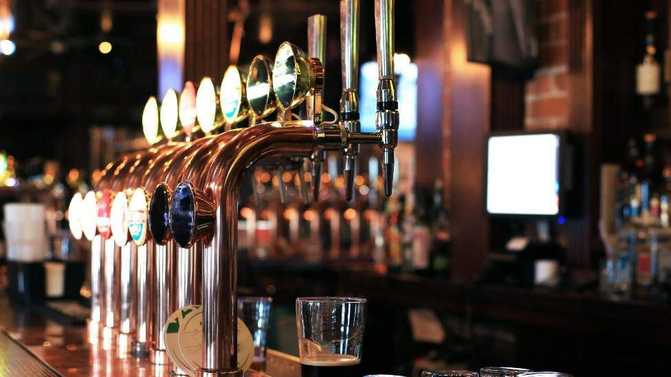 Classic bar with bar counter and beer taps