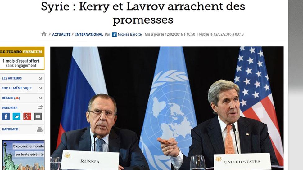 Screengrab of the website of German newspaper Le Figaro