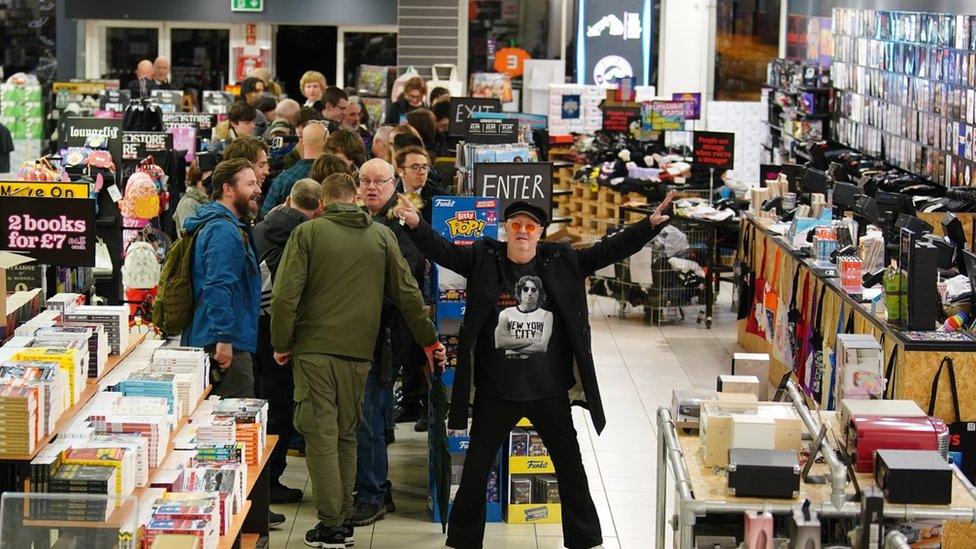 Beatles fans at hmv Liverpool for a special midnight launch event for the release of the last Beatles song