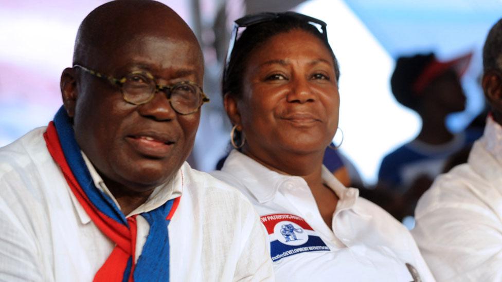 Nana Akufo-Addo and his wife sitting.