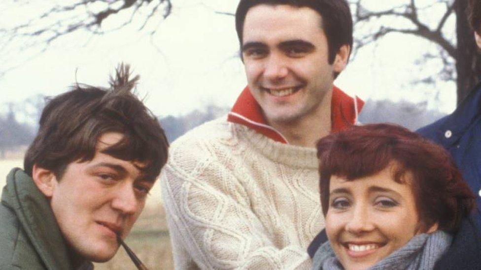 A young Slattery alongside the likes of Stephen Fry and Emma Thompson in the Cambridge Footlights Revue