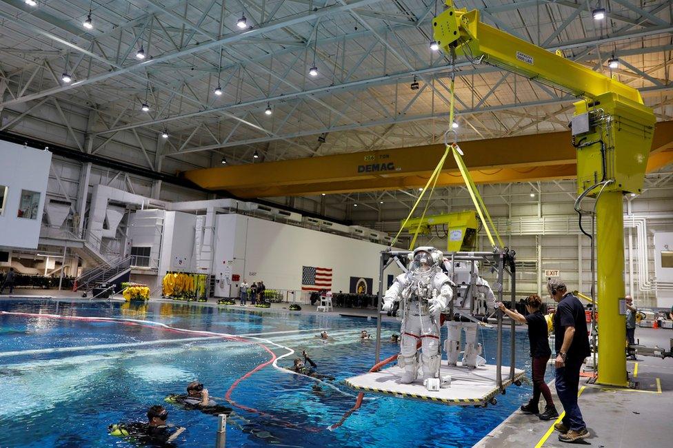 Astronauts train at the Johnson Space Center