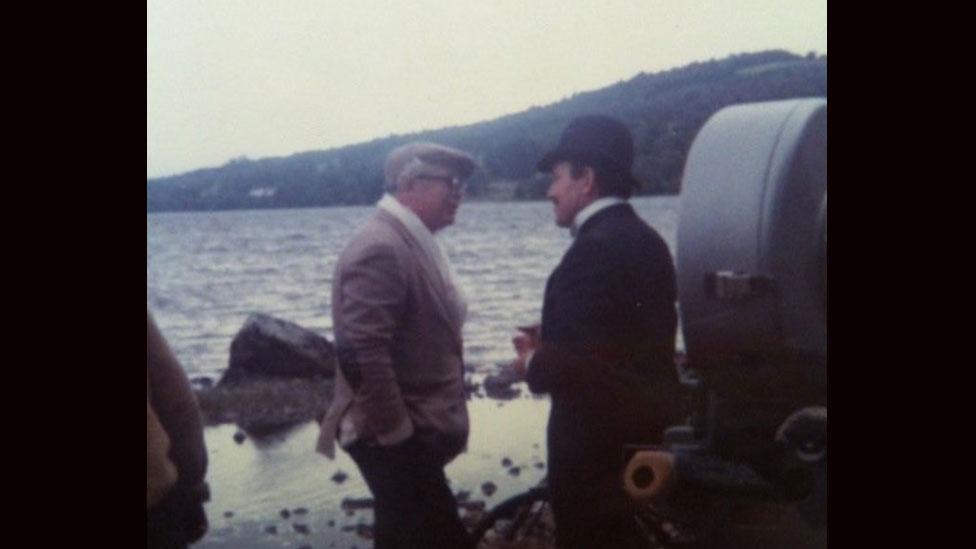 Billy Wilder, left, and cast member on the shores of Loch Ness in 1969