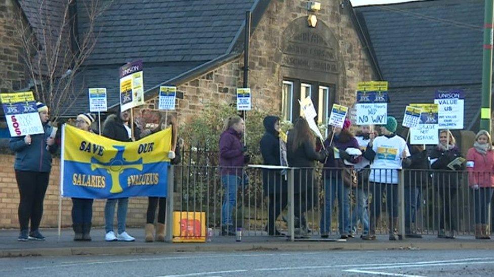 Picket line at Annfield Plain Junior School