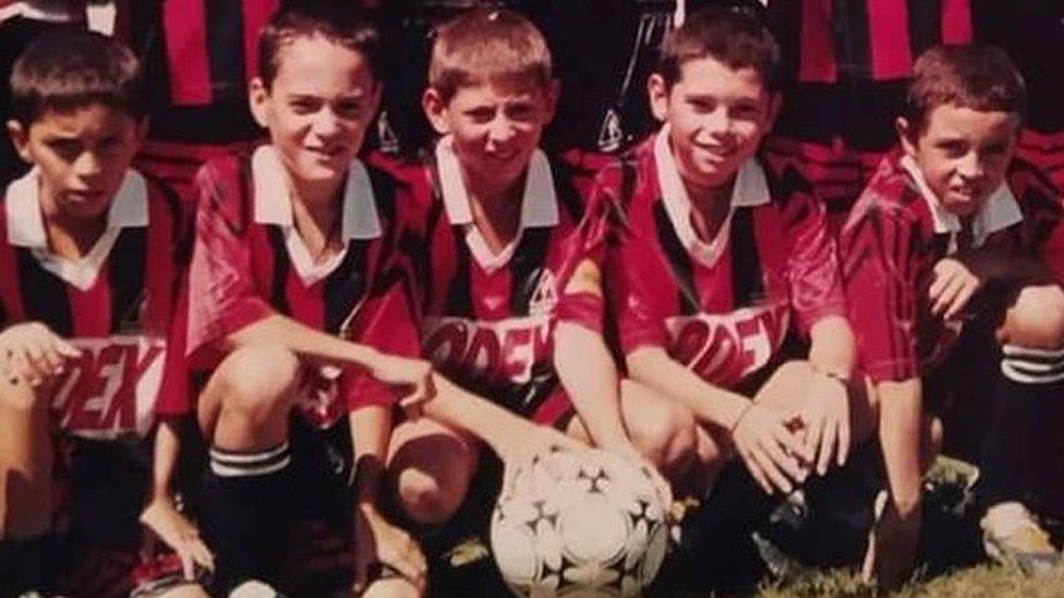 Emiliano Sala pictured with his team-mates as a young footballer