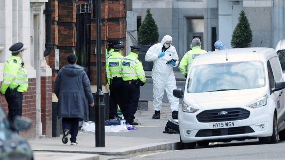 Police around Great Scotland Yard