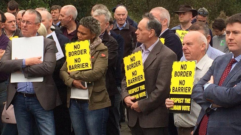 Anti-Brexit campaigners on the border