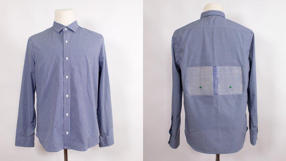 Shirt with panels made from the fibre