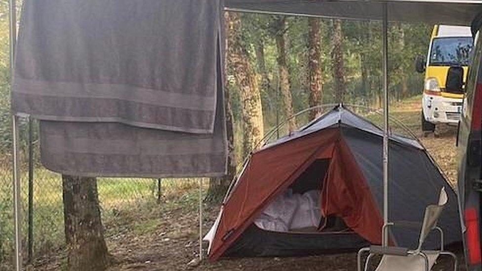 Tent in wooded area where Andrew Malkinson is living