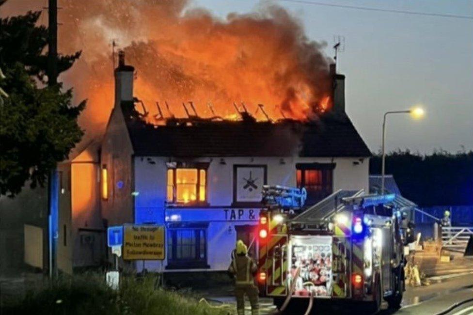 Fire at The Tap and Run, in Upper Broughton, Nottinghamshire