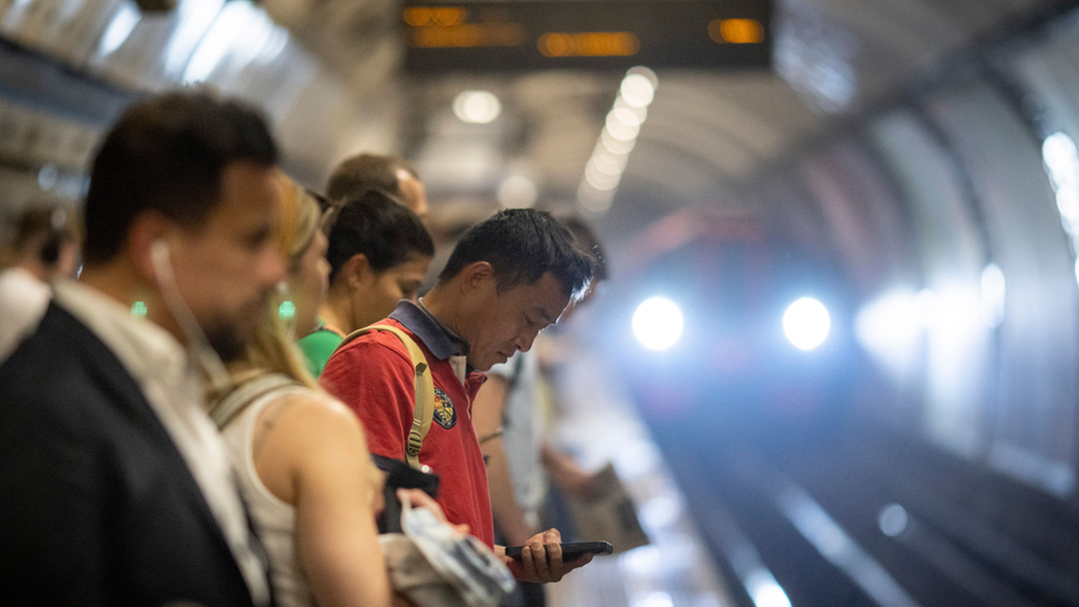 Passengers on a platform