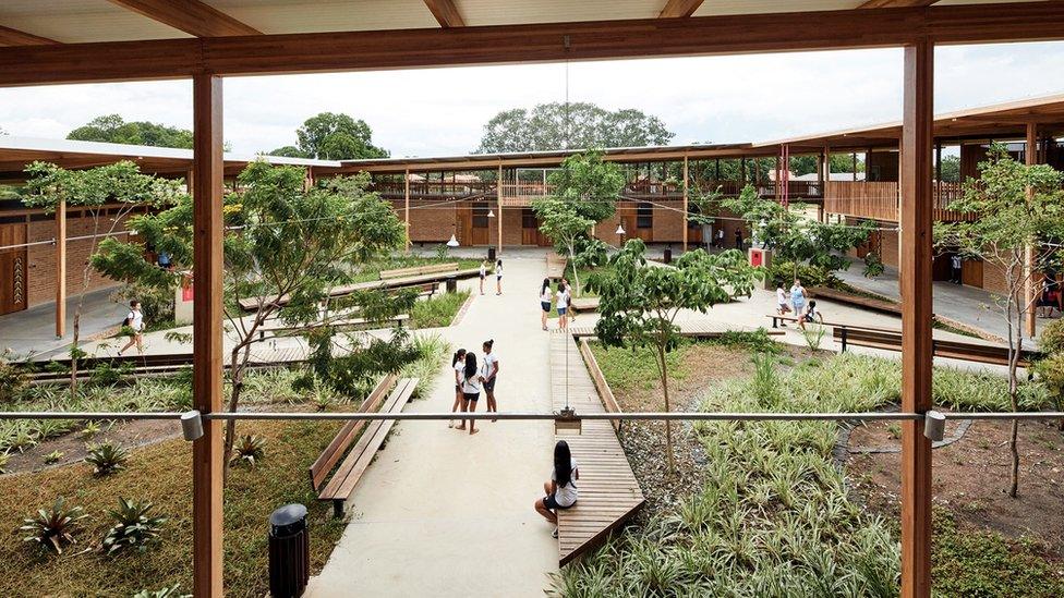 One of the large courtyards at Children Village, Brazil