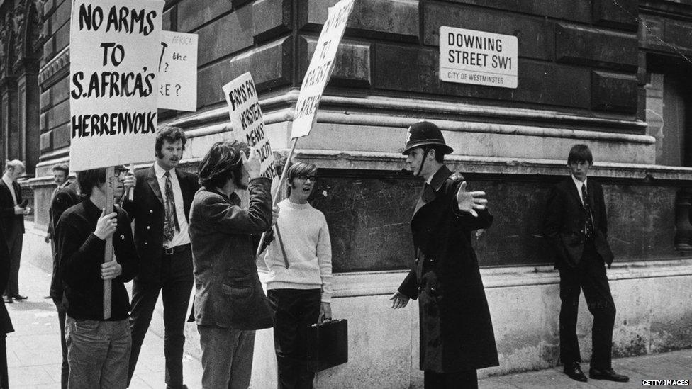 Anti-apartheid demonstration in London in 1970