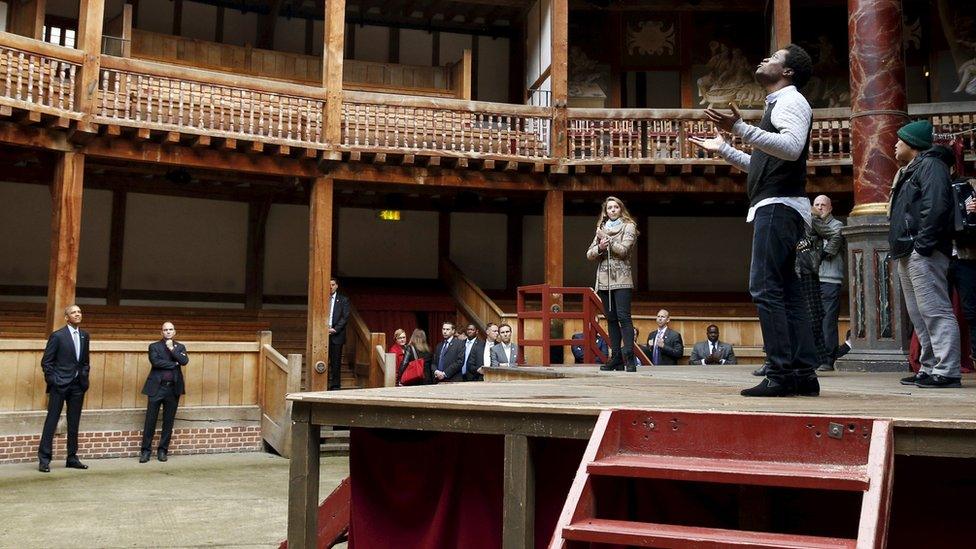 US President Barack Obama at the Shakespeare Globe theatre