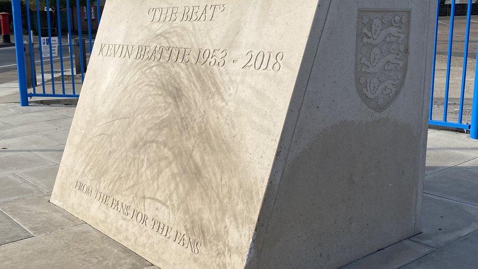 Kevin Beattie statue outside Portman Road, Ipswich.