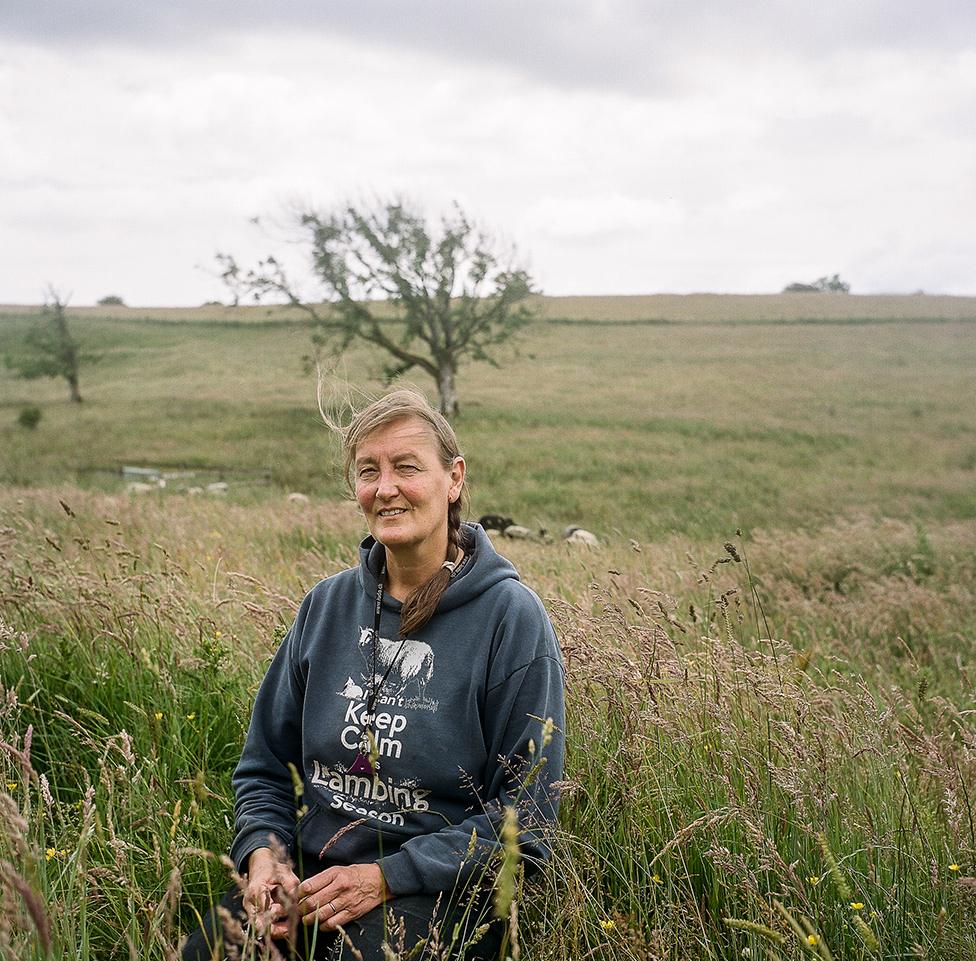 Farmer Fransje in a field